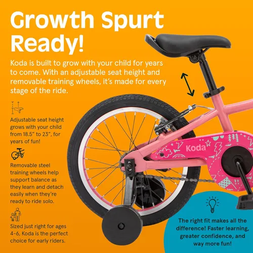 Miniatura 4 de Retrospec Koda Plus Kids Bike for Boys & Girls Ages 4-6 Years - Children's Bicycle, Adjustable Seat & Handlebars Algodón de azúcar