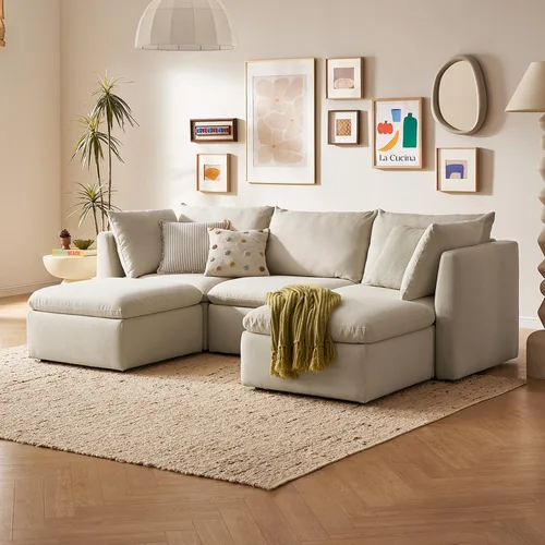 Miniatura 49 de mopio Sofá Seccional Modular de Gran Tamaño con Fundas Completamente Extraíbles y Almacenamiento, Convertible en Forma de U, en Forma de L