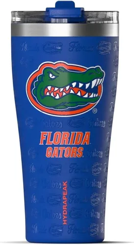 Hydrapeak Vaso de acero inoxidable de 30 onzas con licencia oficial de los Florida Gators con tapa de doble sorbo o popote 2 en 1, apto para florida