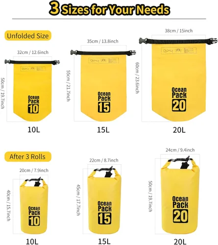Miniatura 2 de Dry Bag impermeable para mujeres y hombres, 20L enrollada, ligera, bolsa de almacenamiento en seco con funda para teléfono para viajes, natación