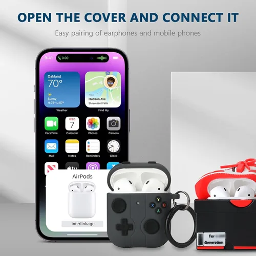 Miniatura 4 de [Paquete de 2] Gedicht para Airpods 2ª generación, divertida consola de juegos de dibujos animados 3D, diseño de caja de zapatos de silicona suave