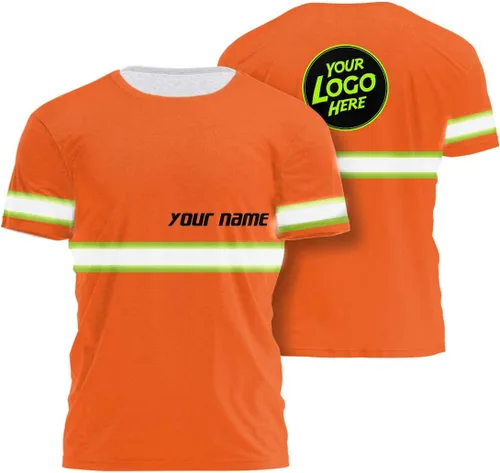 Miniatura 18 de Empresa, Equipo Uniforme Camisa de Alta Visibilidad para Hombres Camisa de Seguridad Logotipo Personalizado Nombre con Cintas Reflectantes AMZ02