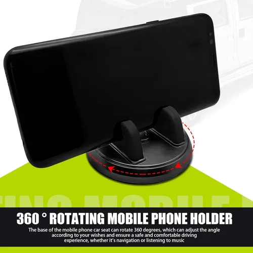 Miniatura 4 de 1 soporte para teléfono móvil para tablero de automóvil, giratorio 360°, antideslizante, consola central, soporte de navegación de escritorio, Negro
