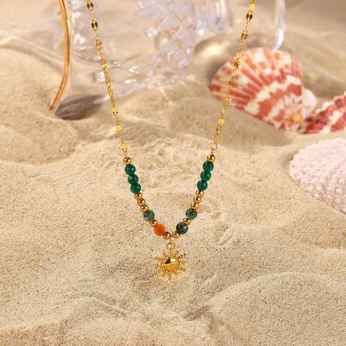 Miniatura 5 de Konikit Collar con dije delicado para mujer, chapado en oro, cadena hecha a mano, joyería simple