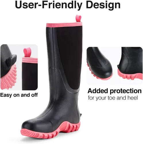 Miniatura 4 de TIDEWE botas de goma para hombre, para todas las temporadas, impermeables, con cambrellón de acero, neopreno de 1564pulgadas, duraderas, para cazar