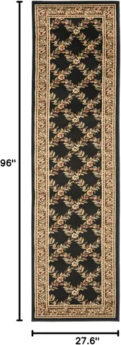 Miniatura 2 de SAFAVIEH Lyndhurst Collection - Alfombra de pasillo, 2 pies 3 pulgadas x 8 pies, color negro y marrón, diseño tradicional de enrejado floral,