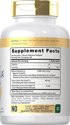 Miniatura 2 de Carlyle Suplemento para la salud ocular 120 cápsulas blandas con luteína de 40 mg, zeaxantina, arándano y arándano Vitaminas de apoyo ocular
