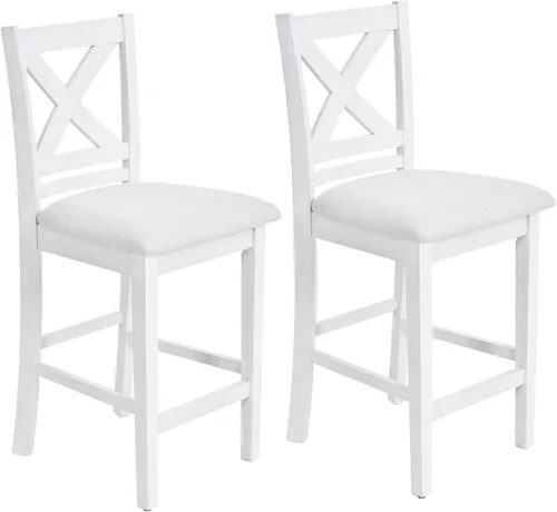 COLAMY Juego de 2 taburetes de bar tapizados con altura de mostrador, sillas de bar modernas para isla de cocina con respaldo cruzado y patas de