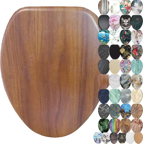 Miniatura 32 de SANILO Asiento de inodoro de madera con cierre suave [alargado] – Asiento de madera moldeada decorativo, silencioso y de cierre lento – Con fuertes