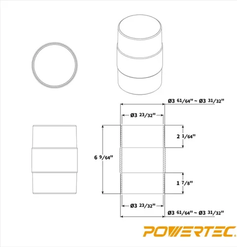 Miniatura 2 de POWERTEC 70123 Conector de manguera de polvo de 4 pulgadas con adaptador de empalme de conexión rápida, plástico ABS, 1 paquete (paquete de 2)