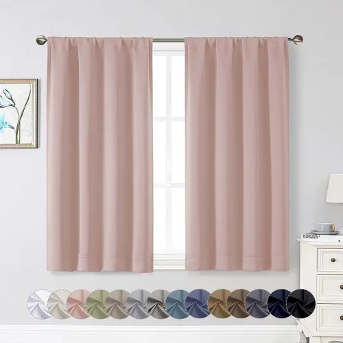 Miniatura 216 de Cortinas opacas para dormitorio, sala de estar, juego de 2 paneles de 54 pulgadas de largo, cortinas de oscurecimiento de habitación con aislamiento