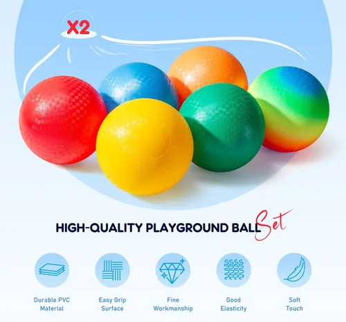 Miniatura 4 de EVERICH - Pelotas de kickball, 6 o 12 unidades de bolas de dodgeballs de 8.5 pulgadas para niños y adultos al aire libre en interiores, 4 bolas