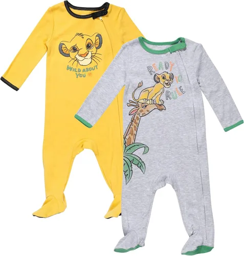 Disney Winnie The Pooh Lion King Monsters Inc. Pixar Toy Story - Paquete de 2 overoles Sleep N' Play para recién nacidos hasta bebés