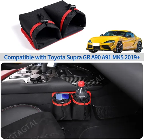 Miniatura 6 de Bolsa de almacenamiento para taza de agua de automóvil apta para Toy@ta Supra GR A90 A91 MK5 2019-2024, bolsa de almacenamiento lateral para el lado