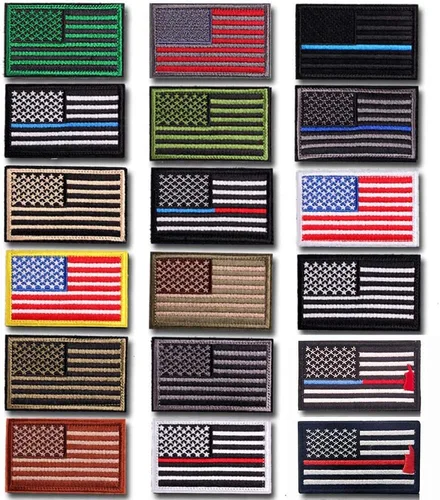 Paquete de 18 parches termoadhesivos con la bandera estadounidense, 3.15 x 2 pulgadas, parches bordados de bandera patriótica de Estados Unidos,