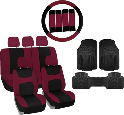 Miniatura 13 de Fundas para asientos FH GROUP FH-FB030115 de tela liviana y aireada, con división para airbag, set combinado menta/negro: funda de volante, Beige