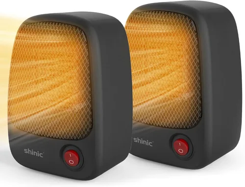 shinic Calentador de espacio pequeño, calentador eléctrico portátil de cerámica PTC de 500 W con calentamiento rápido, protección contra Paquete