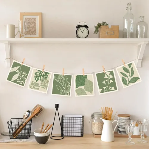 Miniatura 6 de Paños de cocina suecos para cocina, paquete de 6 paños de cocina de hojas verdes, paños de esponja de celulosa, toallas de papel reutilizables