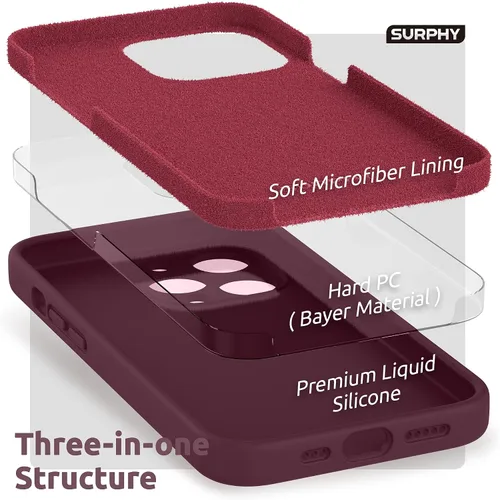 Miniatura 5 de SURPHY Funda para iPhone 13 Pro con protector de pantalla, Fundas de silicona líquida para iPhone 13 Pro