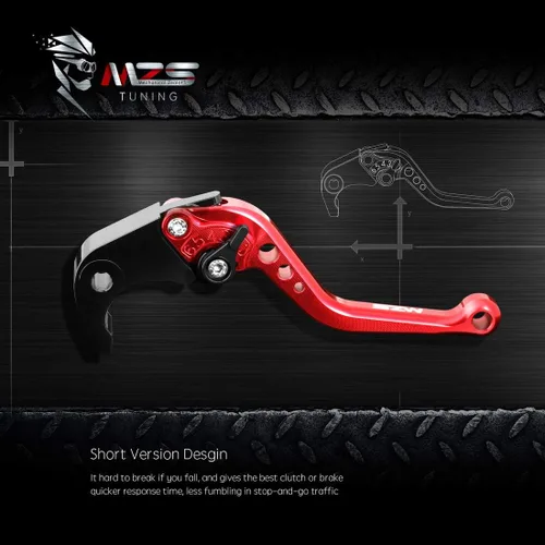 Miniatura 5 de MZS Palancas de embrague y de freno, cortas, ajustables, para motocicleta, rojo
