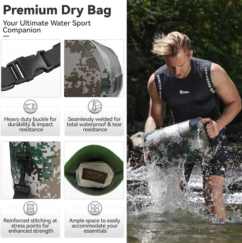 Miniatura 2 de MARCHWAY - Bolso seco flotante e impermeable 1.32/2.64/5.28/7.93/10.57 galones, parte superior enrollable, mantiene secos equipos de kayak rafting