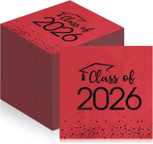 100 servilletas de graduación de clase 2025, servilletas desechables de papel de felicitación de graduación, toallas de mano cuadradas de papel de