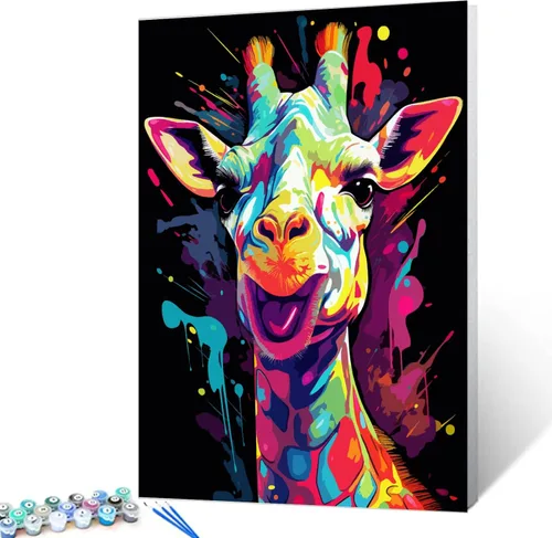 Miniatura 29 de Tucocoo Kits de pintura de búho de graffiti por números con pinceles y pigmento acrílico sobre lienzo para adultos, imagen de estilo colorido