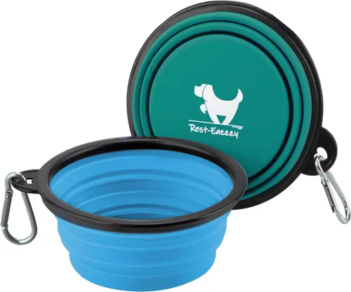 Miniatura 20 de Rest-Eazzzy - Tazones plegables grandes para perros 1000 ml, 2 unidades de fuente de agua portátil para perros, gatos, mascotas, plato plegable