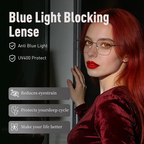 Miniatura 6 de Lentes de lectura cuadrados de gran tamaño para mujeres y hombres, anteojos con filtro de luz azul, lectores de marco de metal grande con protección