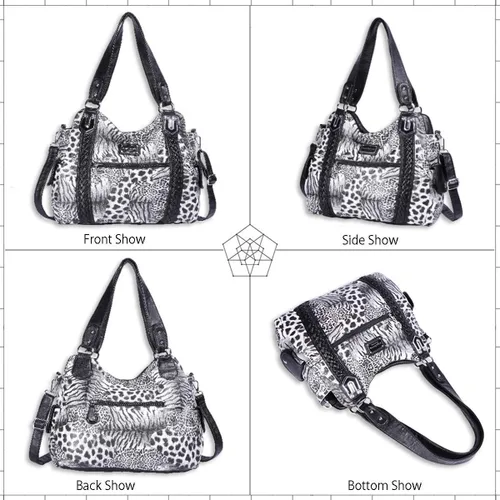 Miniatura 51 de Angel Barcelo - Bolsa de hombro amplia para mujer, diseño Hobo, cuero lavado