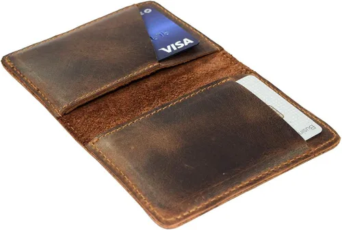 Miniatura 3 de Hide & Drink, Cartera plegable de cuero, capacidad para hasta 8 tarjetas más billetes plegados, cartera minimalista de viajero, organizador, cartera