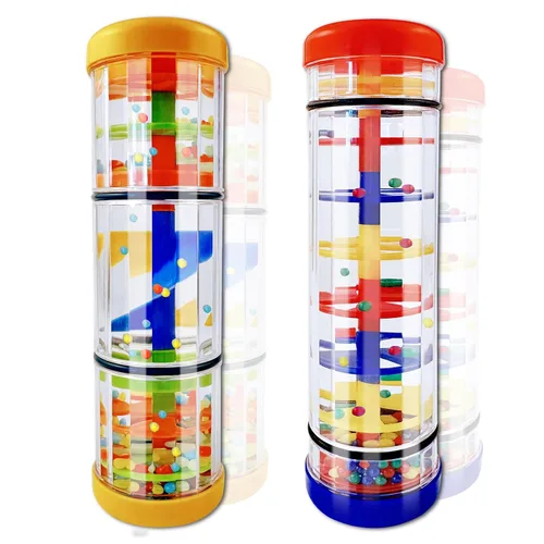 Miniatura 8 de LOOIKOOS Rainmaker - Palo de lluvia de madera de 7 pulgadas, juguetes Montessori para bebés de 6-12 meses, sonajero de bebé, juguete de desarrollo