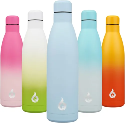 Miniatura 15 de BJPKPK Botella de Agua Aislada 17oz Botellas de Agua de Acero Inoxidable Apta para Lavavajillas Metal Térmica Mantiene Frío y Caliente, Gris Niebla