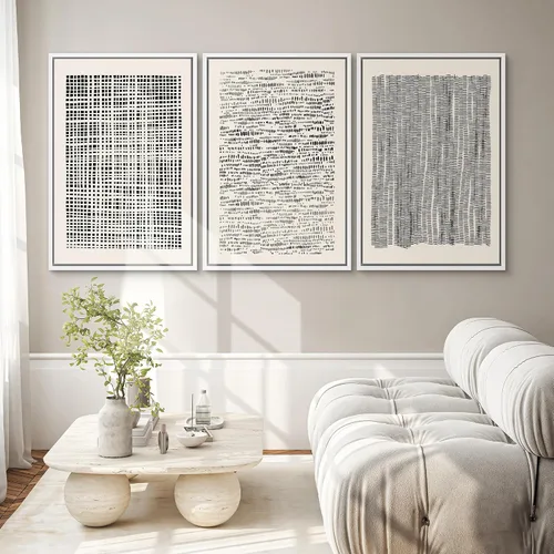 Miniatura 344 de SIGNWIN Lienzo enmarcado para pared, arte con pinceladas de flujo neutro en tonos beige abstractos, ilustraciones, arte moderno, decorativo