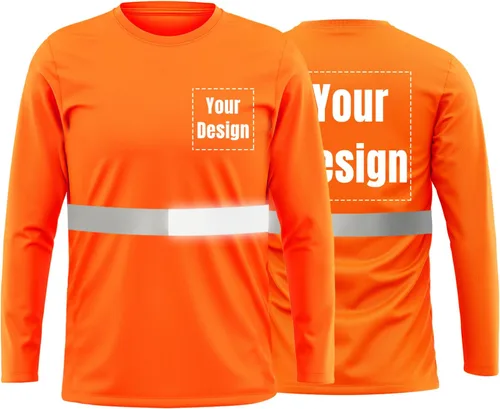 Miniatura 25 de La alta visibilidad reflexiva de las camisetas de la seguridad del logotipo de encargo Hola Vis de Verde neón