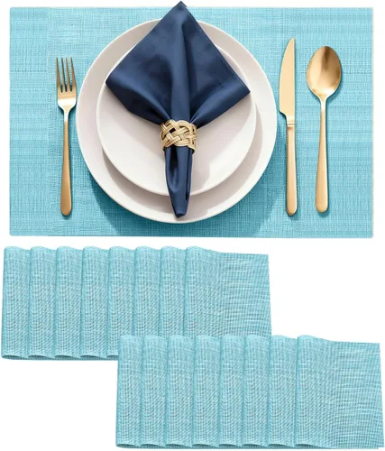 Miniatura 17 de Juego de 4 manteles individuales de vinilo duraderos, antideslizantes para mesa de comedor, resistentes al calor, lavables, de PVC, fáciles