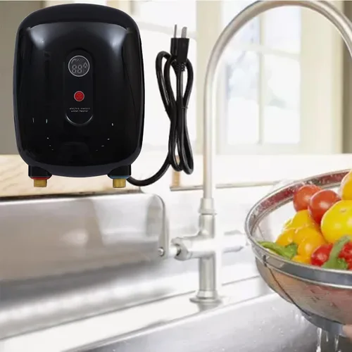 Miniatura 6 de Mini calentador de agua eléctrico sin tanque, 110 V, 3000 W, pequeño calentador de agua caliente instantáneo con pantalla digital LCD para grifo