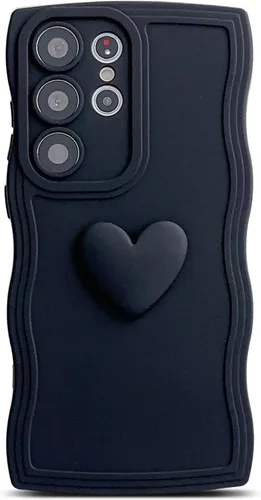 Miniatura 31 de Funda para Samsung Galaxy S22 para mujer, linda funda Kawaii 3D Love Heart color sólido rizado ondulado lente de cámara cubierta a prueba de golpes