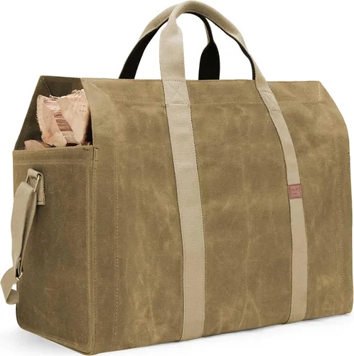 Miniatura 9 de INNO STAGE - Bolsa de lona encerada resistente para leña, tamaño grande, bolsa de almacenamiento para accesorios de chimenea y estufa de madera