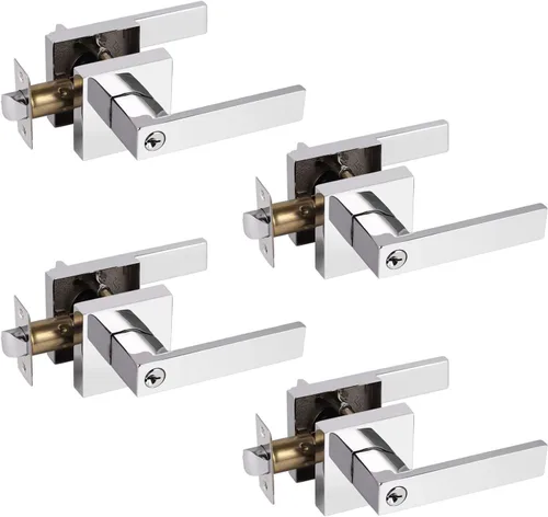 Miniatura 97 de Probrico Paquete de 4 manijas de puerta simuladas en negro mate, manijas interiores que no giran, manijas reversibles resistentes para interiores