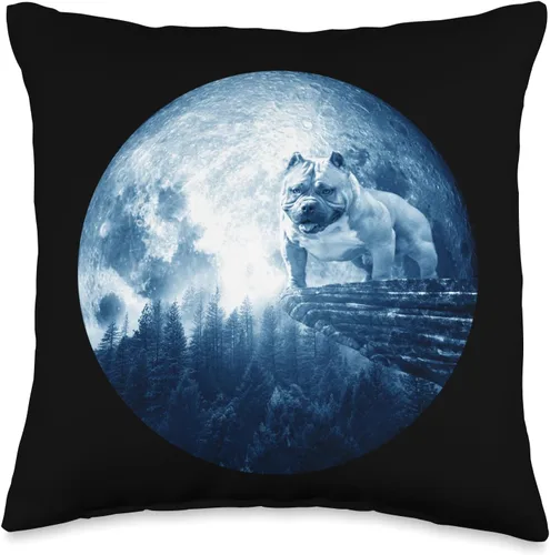 American Bully Dog Shirts and Gifts American Bully Moon Mom Dad - Almohada para mujeres, hombres, amantes de los perros, 16 x 16 pulgadas, multicolor