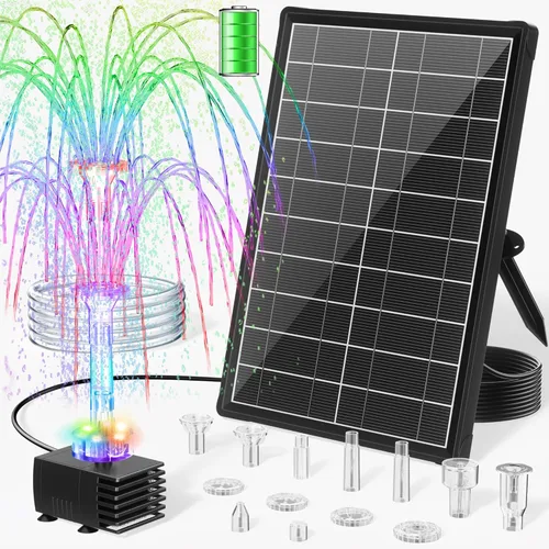 Miniatura 10 de POPOSOAP Bomba de Fuente Solar con Kit de Filtro de Estanque con Batería de Respaldo Integrada de 3000mAh, Bomba de Fuente de Agua Solar de 8W