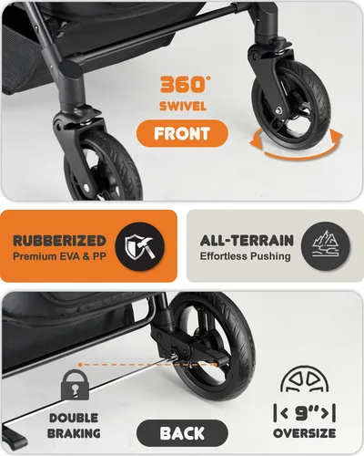 Miniatura 8 de Zoosky Cochecito mediano para perros grandes, cochecito para mascotas para perros medianos de hasta 66 libras, todo terreno con asa y toldo