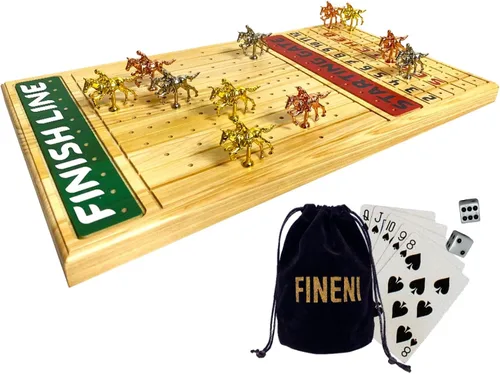 Miniatura 14 de Juego de carreras de caballos para adultos, juego de mesa de carreras de caballos con 11 lujosos caballos de metal (oro, plata, negro, oro rosa)
