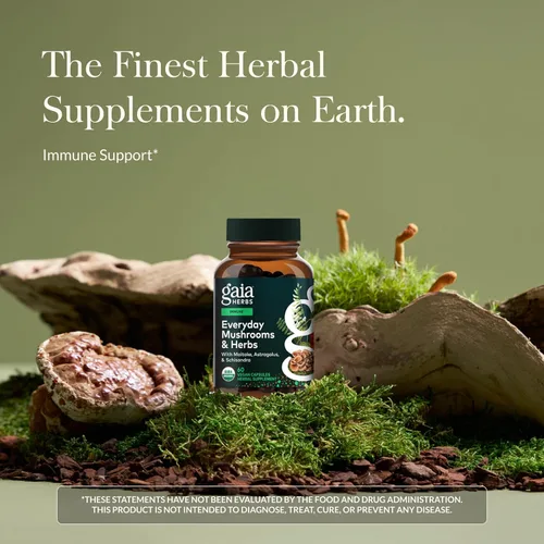 Miniatura 2 de Gaia Herbs Suplemento de apoyo inmunológico diario de hongos y hierbas para ayudar al bienestar general* - con curcumina de cúrcuma, astrágalo