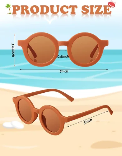 Miniatura 2 de Frienda 16 pares de lentes de sol para niños, lindos lentes de sol redondos para niños y niñas, playa, deportes al aire libre, edad 3-10