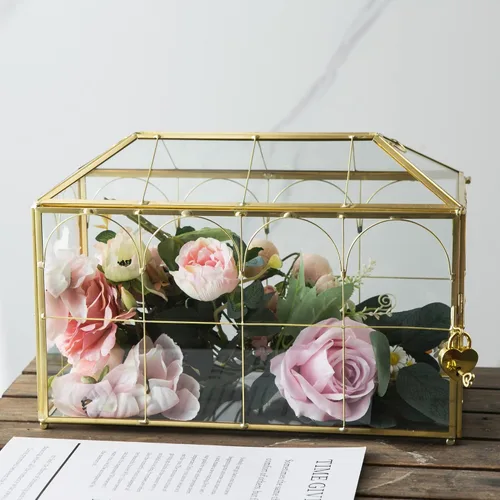 Miniatura 2 de Caja de Tarjetas de Boda de Vidrio Giadun con Ranura, Caja de Tarjetas Grande Transparente de 12.6 Pulgadas, Caja de Almacenamiento de Tarjetas