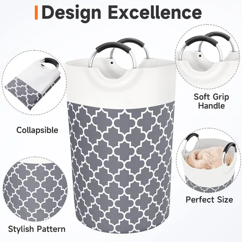 Miniatura 3 de Fabspace - Cesta de lavandería grande con bolsa de lavandería plegable, cesta de ropa con asas altas impermeables para viajes, baño, elementos Gris
