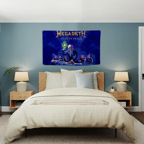Miniatura 5 de Megadeth Rust in Peace Póster Bandera Divertida Tapiz Musical Estético Decorativo Duradero Tapiz de Pared para Cueva de Hombre Adecuado para Póster