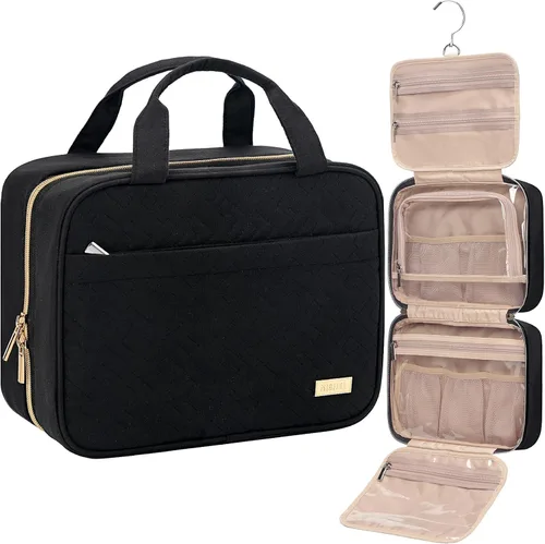 Miniatura 12 de NISHEL Neceser de viaje para mujer, organizador colgante y portátil para champú de tamaño completo, acondicionador, juego de cepillos y accesorios